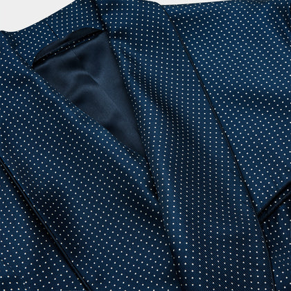 Navy Piped Silk Spot Gown