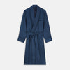View 1 of product Experience luxurious nightwear with the Turnbull & Asser Navy Piped Silk Spot Gown, featuring elegant white dots for a timeless look.
