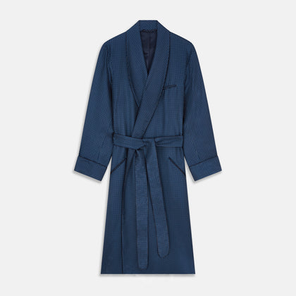 Navy Piped Silk Spot Gown