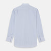 View 5 of product The Blue Grid Check Shirt by Turnbull & Asser features a T&A collar and double cuffs. This cotton long-sleeve shirt has an ultra-fine blue and white grid pattern and is displayed flat on a white background.