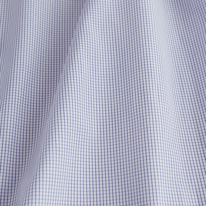 Blue Grid Check Shirt with T&amp;A Collar and Double Cuffs Image 3