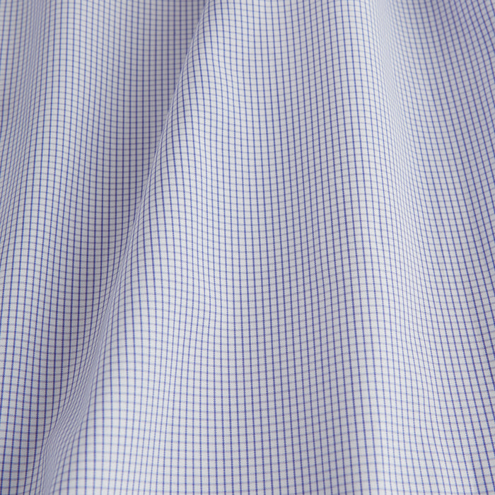 Blue Grid Check Shirt with T&amp;A Collar and Double Cuffs Image 3