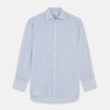 View 1 of product The Blue Grid Check Shirt by Turnbull & Asser features a T&A collar and double cuffs. This cotton long-sleeve shirt has an ultra-fine blue and white grid pattern and is displayed flat on a white background.