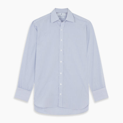 Blue Grid Check Shirt with T&amp;A Collar and Double Cuffs Image 5