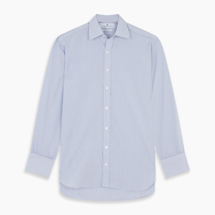 Blue Grid Check Shirt with T&amp;A Collar and Double Cuffs Image 5