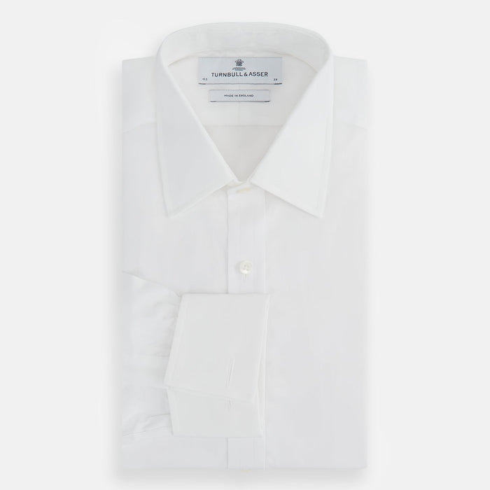 Plain White Cotton Shirt with T&A Collar and Double Cuffs Image 3