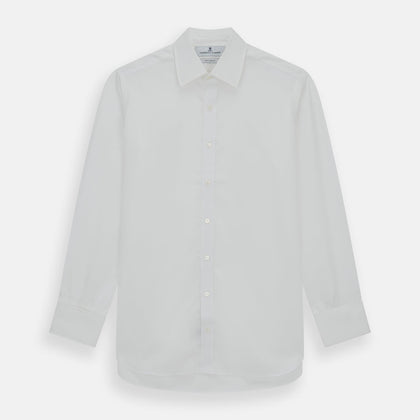 Plain White Cotton Shirt with T&A Collar and Double Cuffs