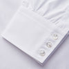 View 3 of product The Turnbull & Asser White Organic Cotton Regular Fit Mayfair Shirt features long sleeves, a classic collar, and button-down front, shown laid flat against a white background.