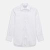 View 1 of product The Turnbull & Asser White Organic Cotton Regular Fit Mayfair Shirt features long sleeves, a classic collar, and button-down front, shown laid flat against a white background.