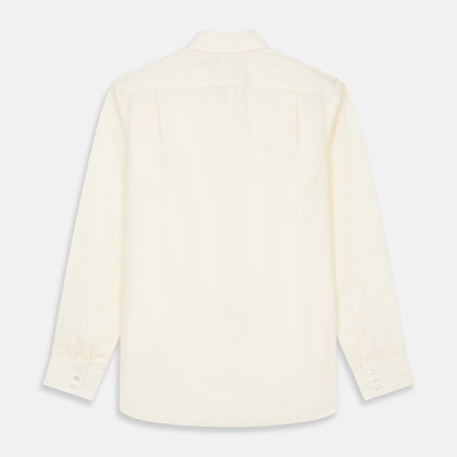 Tailored Fit Cream Cotton Shirt with Kent Collar and 3-Button Cuffs Image 4