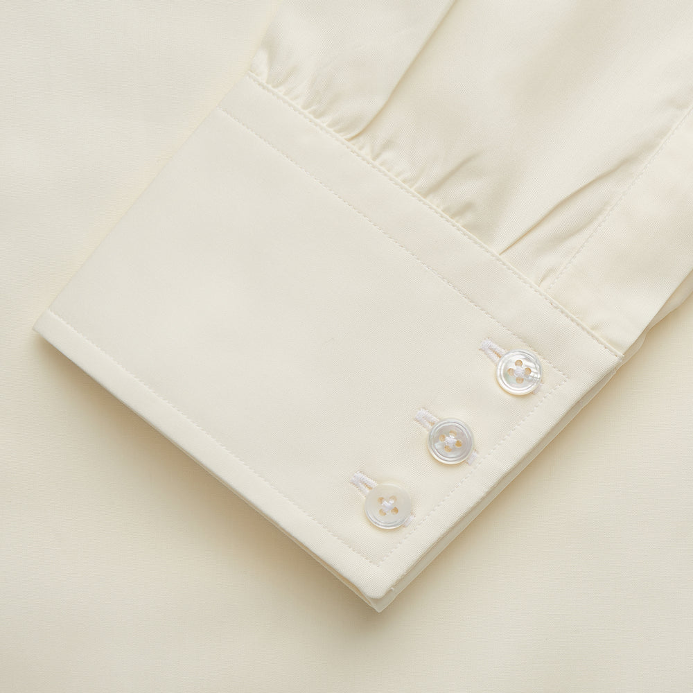 Tailored Fit Cream Cotton Shirt with Kent Collar and 3-Button Cuffs