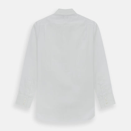 Tailored Fit Plain White Cotton Shirt with Kent Collar and 3-Button Cuffs