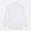 View 5 of product The Turnbull & Asser White Organic Cotton Tailored Fit Hove Shirt is a classic long-sleeve dress shirt with a button-down front and collar, crafted from soft organic cotton and shown on a white background.