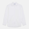 View 1 of product The Turnbull & Asser White Organic Cotton Tailored Fit Hove Shirt is a classic long-sleeve dress shirt with a button-down front and collar, crafted from soft organic cotton and shown on a white background.