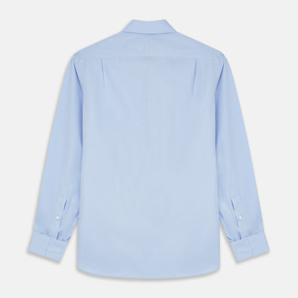 Tailored Fit Blue Cotton Shirt with Kent Collar and Double Cuffs Image 4