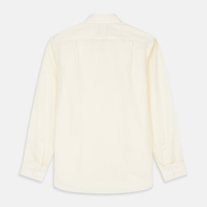 Tailored Fit Cream Cotton Shirt with Kent Collar and Double Cuffs Image 4