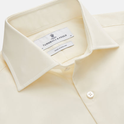 Tailored Fit Cream Cotton Shirt with Kent Collar and Double Cuffs
