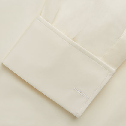 Tailored Fit Cream Cotton Shirt with Kent Collar and Double Cuffs Image 2