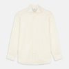 Tailored Fit Cream Cotton Shirt with Kent Collar and Double Cuffs