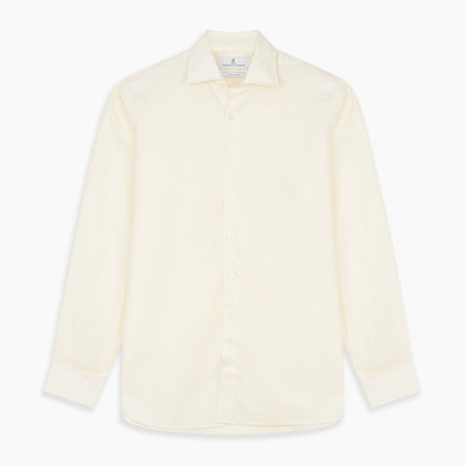 Tailored Fit Cream Cotton Shirt with Kent Collar and Double Cuffs Image 5