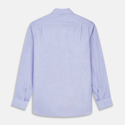 Tailored Fit Blue End-on-End Cotton Shirt with Kent Collar and Double Cuffs Image 4