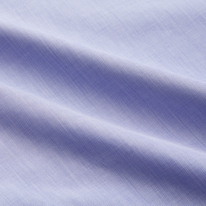 Tailored Fit Blue End-on-End Cotton Shirt with Kent Collar and Double Cuffs Image 3