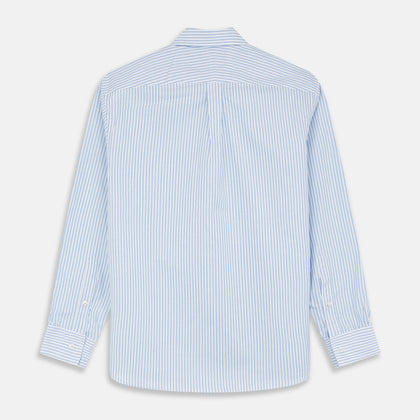 Pale Blue Stripe Weekend Fit Hayne Shirt With Dorset Collar And 1-Button Cuffs Image 4