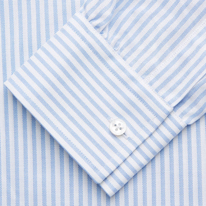Pale Blue Stripe Weekend Fit Hayne Shirt With Dorset Collar And 1-Button Cuffs Image 2
