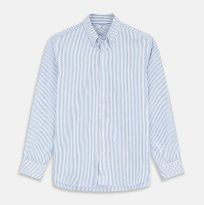 Pale Blue Stripe Weekend Fit Hayne Shirt With Dorset Collar And 1-Button Cuffs