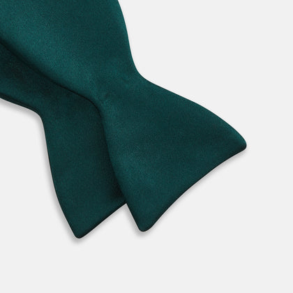 Forest Green Plain Satin Silk Bow Tie Image 2