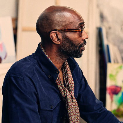 Midnight Blue Corduroy Officer Weekend Fit Shirt with Dorset Collar and 1-Button Cuffs