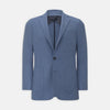 View 1 of product The Sky Blue Wool and Cashmere Jacket by Turnbull & Asser is single-breasted with two large front pockets, a notched lapel, and a single button closure. It is expertly tailored in Italy and displayed against a plain white background.