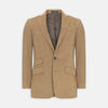 View 1 of product The Turnbull & Asser Camel Cotton Cashmere Corduroy Jacket from the Autumn/Winter collection features notch lapels, a single-breasted button closure, and multiple front pockets. Shown against a plain white background.
