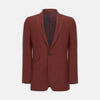 View 1 of product The Turnbull & Asser BLZ065-GGAY02 BARRINGTON blazer in red (WO/SI/LI blend) features a single-breasted design, notch lapels, one-button closure, and three front pockets, shown against a plain white background.