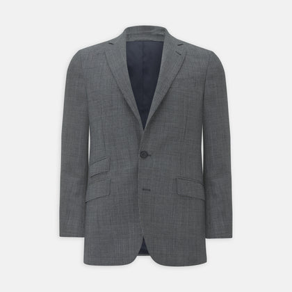 Grey Prince of Wales Check Wool Hopsack Jacket