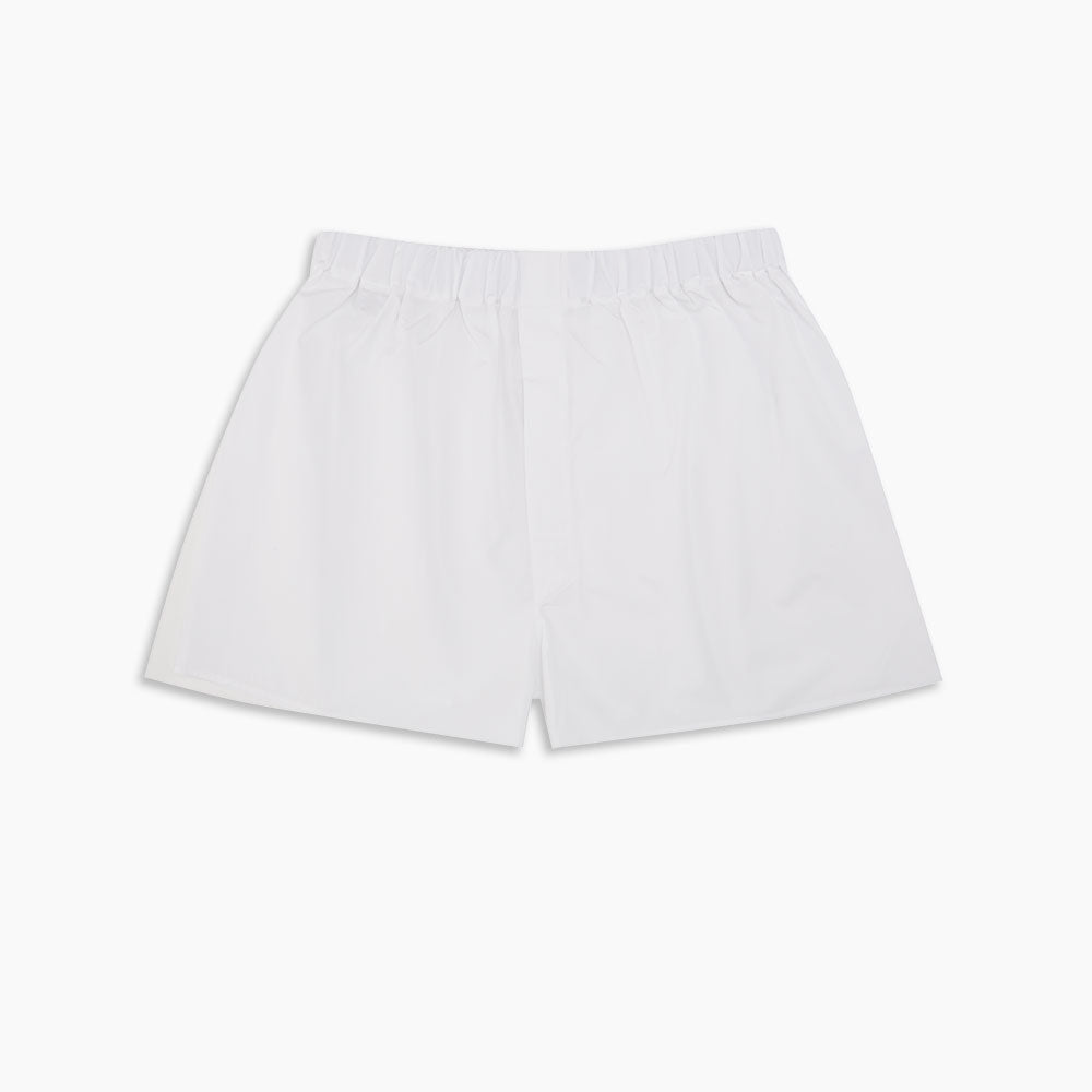 Plain White Cotton Boxer Shorts | Turnbull & Asser