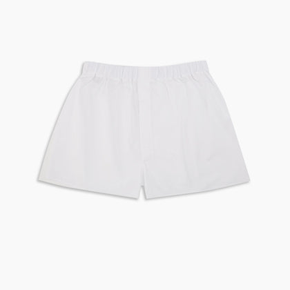 Plain White Cotton Boxer Shorts Image 2