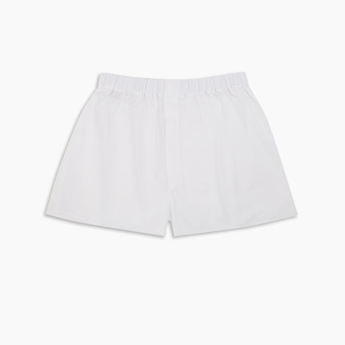 Plain White Cotton Boxer Shorts Image 2
