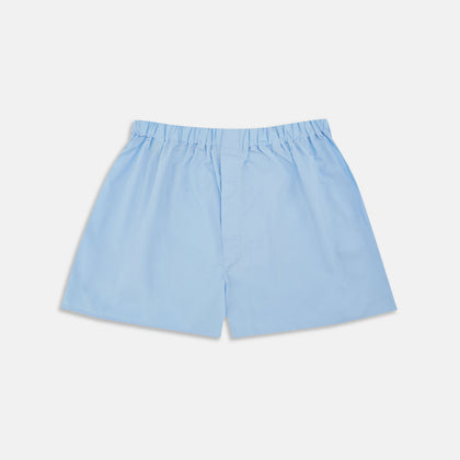 Plain Light Blue Cotton Boxer Shorts