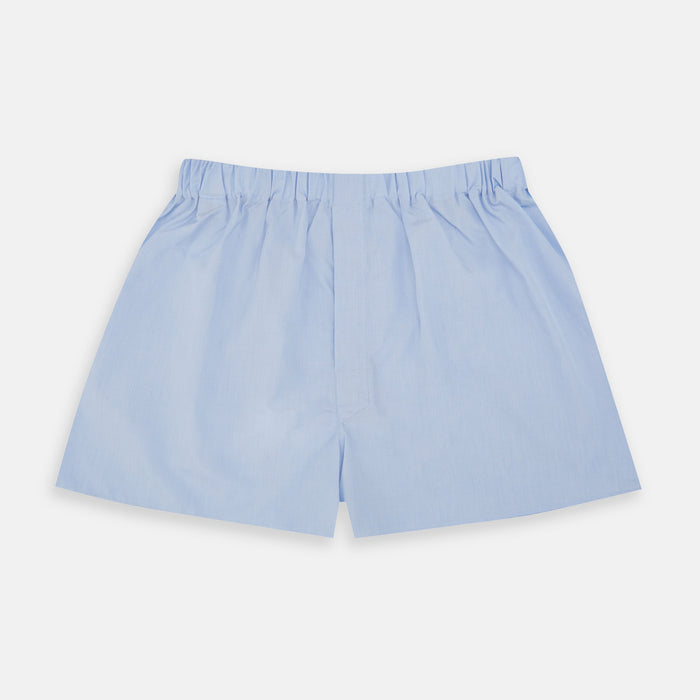 Light Blue End-On-End Cotton Boxer Shorts