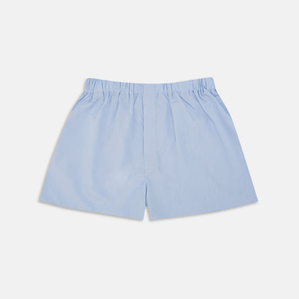Plain Blue Sea Island Quality Cotton Boxer Shorts