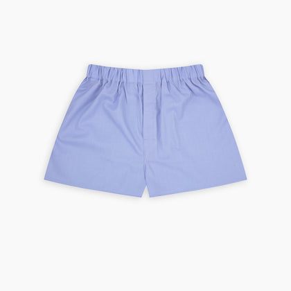 Blue Herringbone Sea Island Quality Cotton Boxer Shorts Image 2
