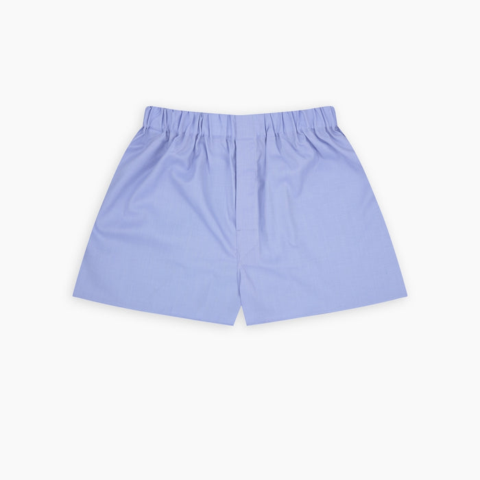 Blue Herringbone Sea Island Quality Cotton Boxer Shorts Image 2