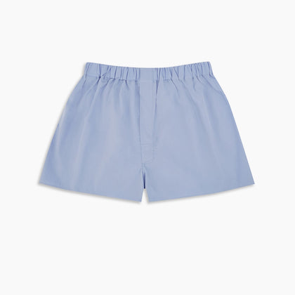 Plain Blue Sea Island Quality Cotton Boxer Shorts