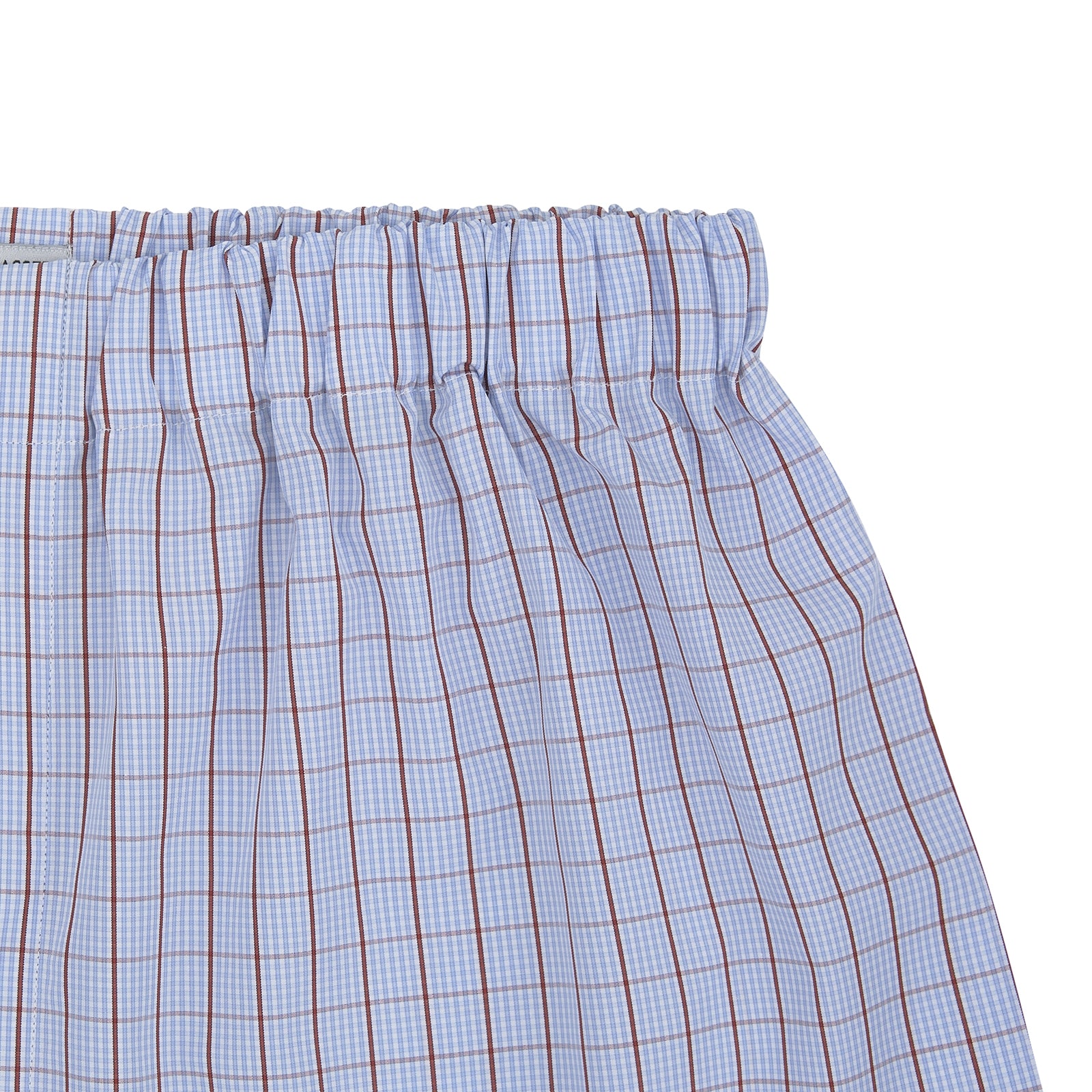Sky Blue and Red Pin Check Cotton Boxer Shorts