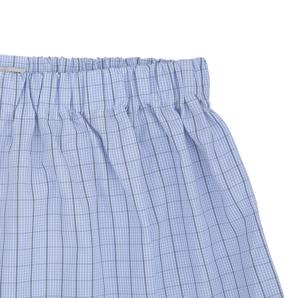 Sky Blue and Turquoise Pin Check Cotton Boxer Shorts