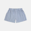 View 1 of product Grey, turquoise, and sky blue mixed stripe cotton boxer shorts by Turnbull & Asser feature an elastic waistband for comfort—a stylish upgrade to men’s underwear collections. Displayed flat on a plain white background.