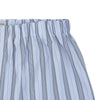 View 2 of product Grey, turquoise, and sky blue mixed stripe cotton boxer shorts by Turnbull & Asser feature an elastic waistband for comfort—a stylish upgrade to men’s underwear collections. Displayed flat on a plain white background.