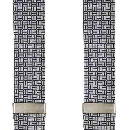 Silver and Charcoal Geometric Adjustable Silk Braces Image 1