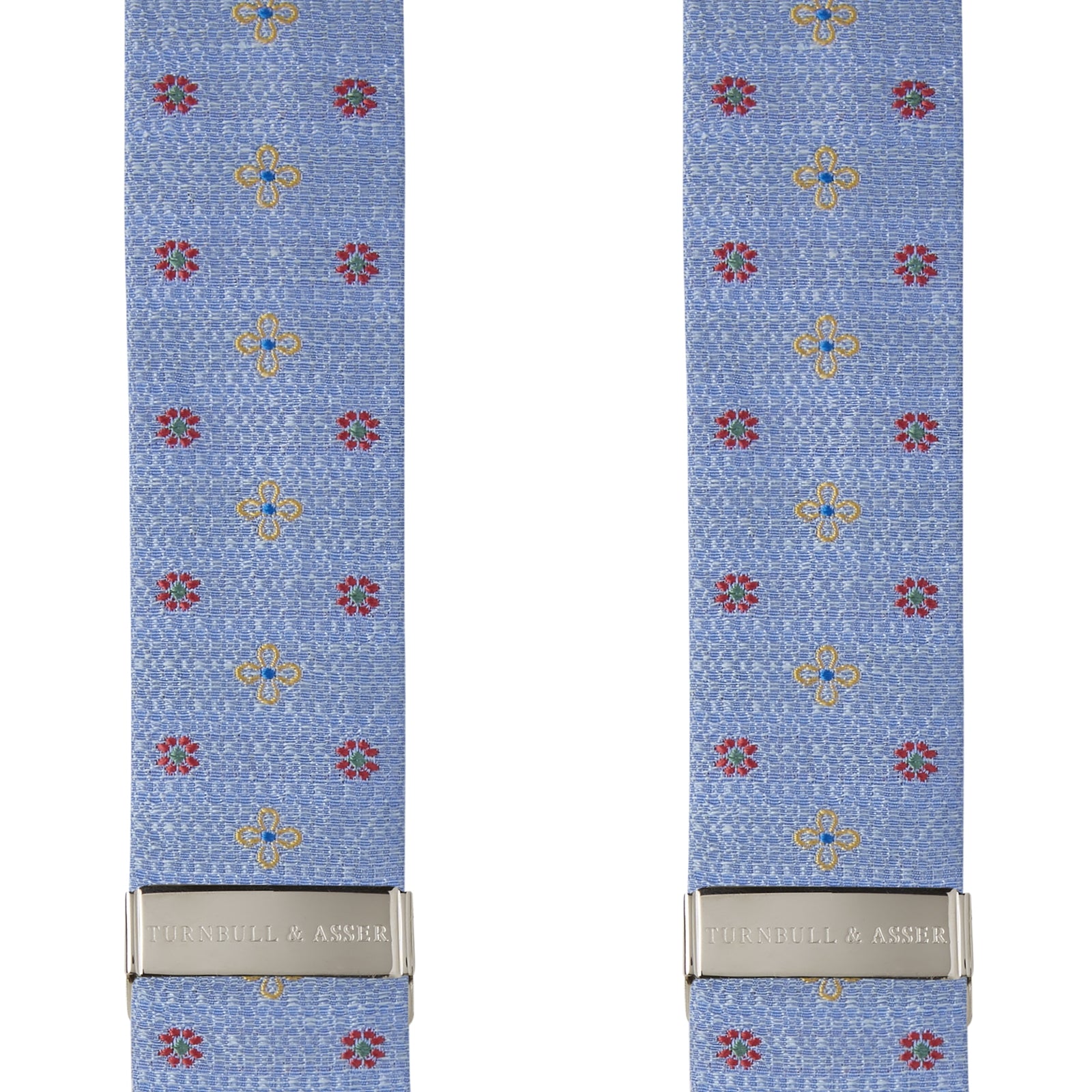 Sky Blue Floral Silk and Linen Adjustable Silk Braces